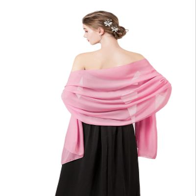 olyrjie Soft Chiffon Scarfs Shawls and Wraps for Evening Dresses Wedding Shawl Wraps Bridal Scarve for Women Peach Pink,72''18''