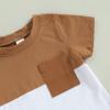Toddler Baby Boy Summer Clothes Color Block Short Sleeve T-Shirt Tops Solid Shorts Set 2Pcs Infant Causal Outfits (Contrast Color-Brown, 18-24 Months) view 3