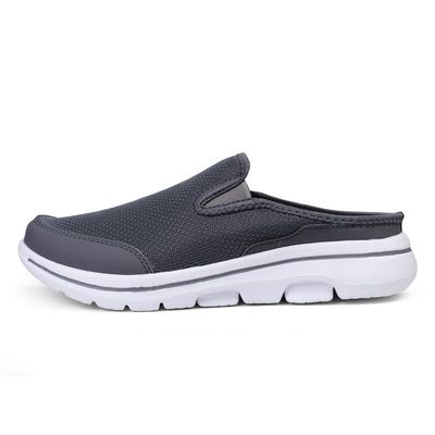 LLTMALL Mens Open Back Walking Sneaker Slippers Comfortable Mesh Knit Slip On Indoor Outdoor Mules Dark Grey 12