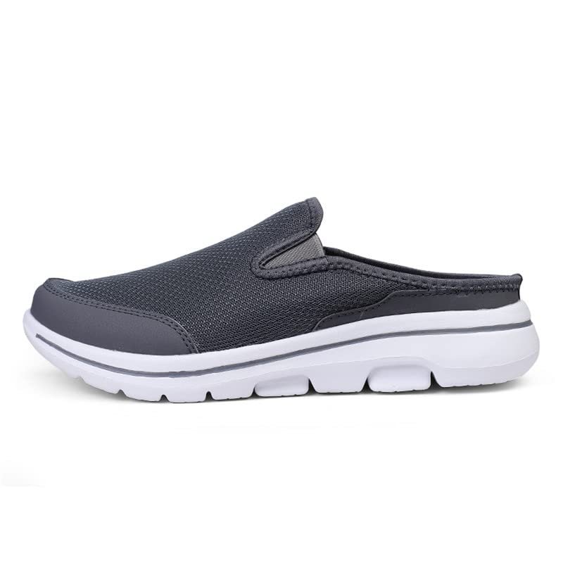 LLTMALL Mens Open Back Walking Sneaker Slippers Comfortable Mesh Knit Slip On Indoor Outdoor Mules Dark Grey 12