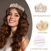 Glamorous Crystal-Studded Wedding Crown with Leafy Accents and Combs (Gold, Normal) view 2