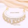 Glamorous Crystal-Studded Wedding Crown with Leafy Accents and Combs (Gold, Normal) view 4