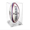 Better Display Cases Acrylic Rugby Ball Display Case Vertical with Clear Case, White Risers, Clear Base 8" x 8" x 12" (A060/B42) view 1