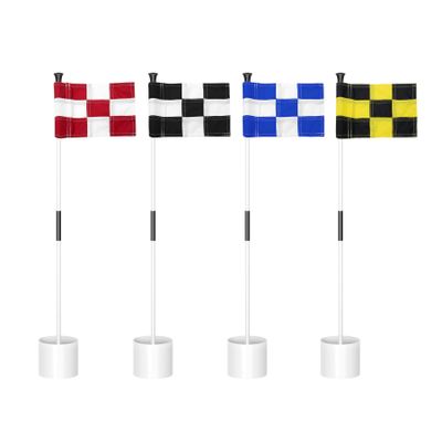 KINGTOP Miniature Golf Flagstick, Practice Putting Green Flags for Yard, Golf Pin Flag Hole Cup Set, Portable 2-Section Design, 3ft Flagpole, Indoor | Outdoor, Checkered Flag, 4-Pack