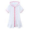 Little Girls Swim Cover Up Kids Swimsuit Coverup Zip Up Beach Bathing Suit Hooded Bathrobe Absorbent Toddler Bikini (White, 3-4 Years) view 1