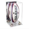 Better Display Cases Acrylic Rugby Ball Display Case Vertical with Mirror Case, Gold Risers, Clear Base 8" x 8" x 12" (A060/B42) view 1