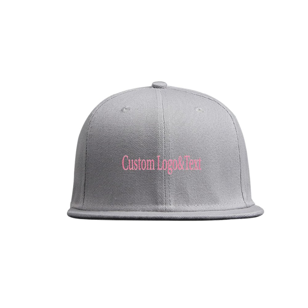 Miujonvy Personalized Hip Hop Flat Hats for Unisex Hip Hop Flat Bill Brim Adjustable Polo Cap Gray