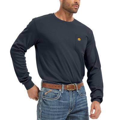 WORKWEYA FR Shirts for Men 6.5oz Flame Resistant Shirt Lightweight NFPA 2112 Long Sleeve Shirt Blue