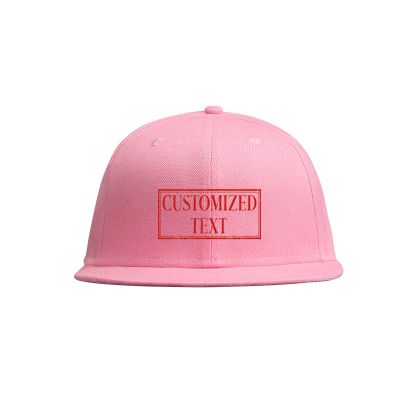 Miujonvy Customized Snapback Hats for Unisex Hip Hop Flat Bill Brim Adjustable Polo Cap Pink