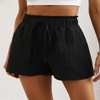 AMDMG Shorts for Women Shorts Women's Shorts Paperbag Waist Knot Front Shorts Shorts (Color : Black, Size : Medium)