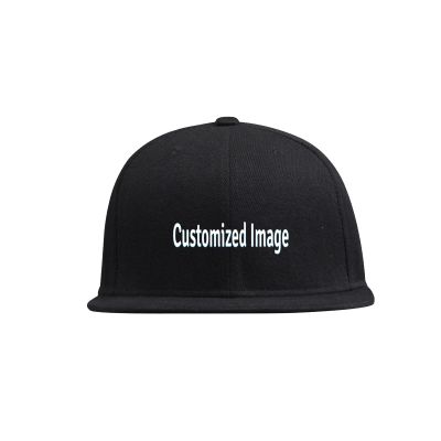 Miujonvy Design Your Own Hip Hop Hats for Unisex Hip Hop Flat Bill Brim Adjustable Dad Hats Black