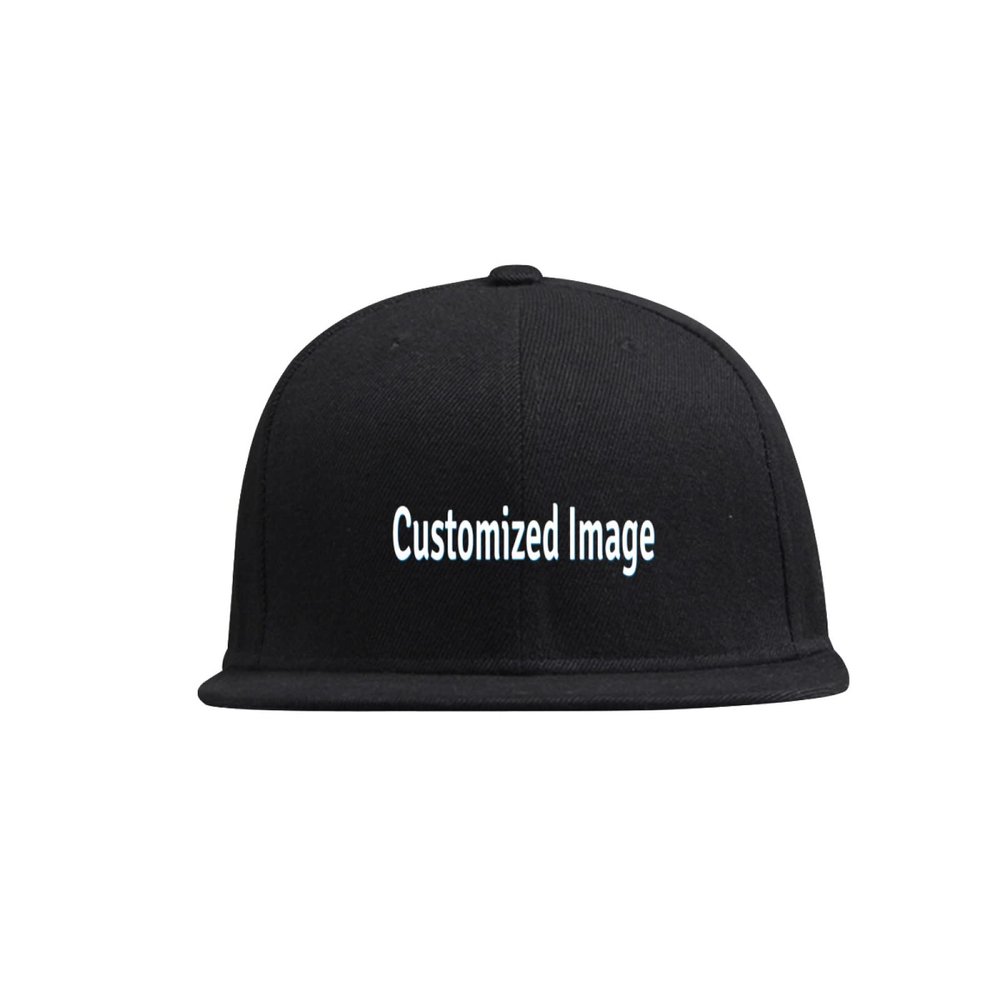 Miujonvy Design Your Own Hip Hop Hats for Unisex Hip Hop Flat Bill Brim Adjustable Dad Hats Black