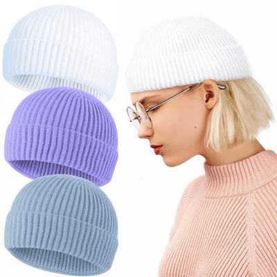 ROYBENS Swag Wool Knit Cuff Short Fisherman Beanie for Men Women Winter Hat