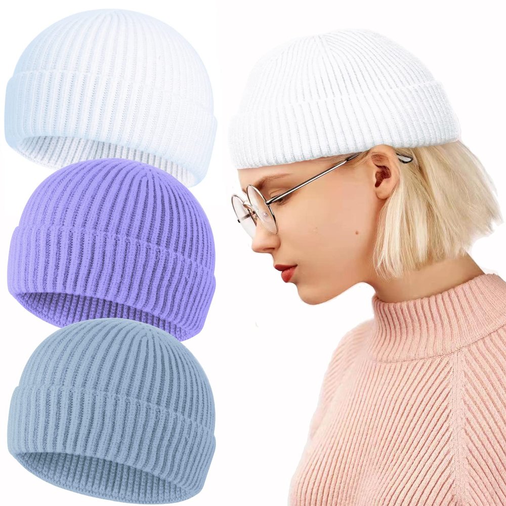 ROYBENS Swag Wool Knit Cuff Short Fisherman Beanie for Men Women Winter Hat