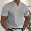 JEsilunmaMY Mens Fashion V Neck Muscle T-Shirt Solid Color Short Sleeve Bodybuilding Gym Tee Casual Loose Hipster Shirts (US Size XXL Asia 3XL,Light Grey) view 2