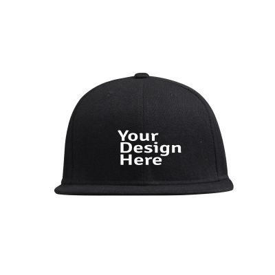 Custom Snapback Hats for Unisex Hip Hop Flat Bill Brim Adjustable Curved Brim Hat Black