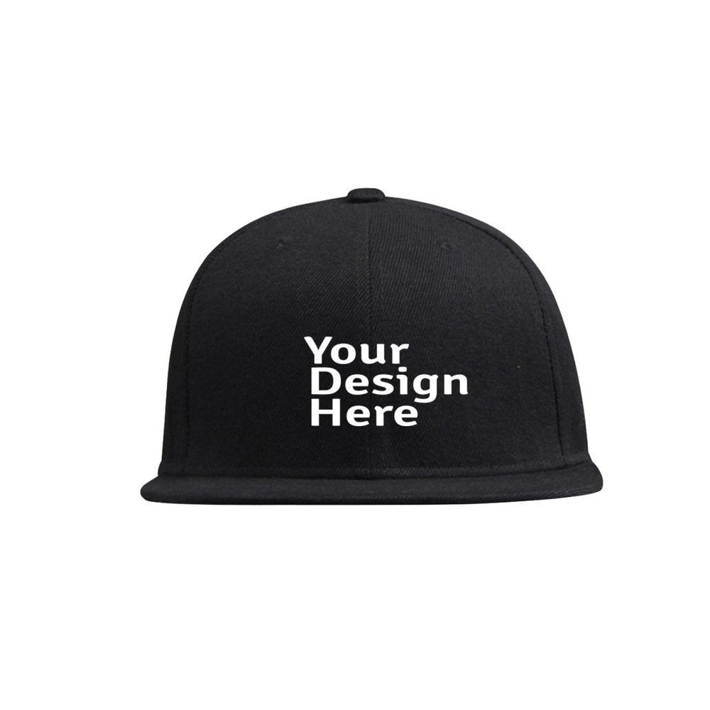 Custom Snapback Hats for Unisex Hip Hop Flat Bill Brim Adjustable Curved Brim Hat Black