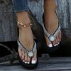 Hbeylia Wedge Sandals for Women Dressy Summer Fashion Diamond Rhinestones Clip Toe Flip Flops Memory Foam Chunky Bottom Comfortable Slip On Dressy Casual Sandals Slides view 3