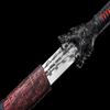 LOONGSWORD Handcrafted Wolf-Head Straight Blade with High-Carbon Steel Hammer-Forged Patterned Edge and Alloy Fittings - Perfect for Outdoor Adventures view 4
