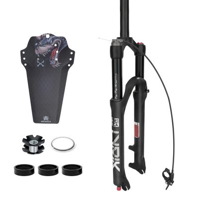 MEROCA Mountain Bike Front Fork 26 Inches 27.5 Inches 29 Inches Air Pressure Shock Absorber Front Fork Disc Brake Quick Release Version Air Fork (Wire-Controlled Front fork-27.5 with Damping)