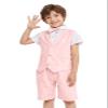 LOLANTA Toddler Boys Summer Dress Outfits 4Pcs Shirt Vest Shorts Set Kids Beach Wedding Clothes Birthday Dresswear(Pink,3) view 1