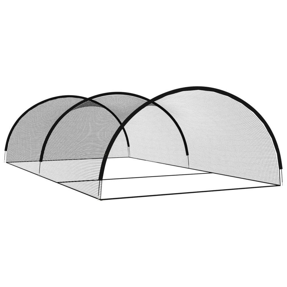 vidaXL Polyester Baseball Batting Cage Net - Water- & UV-, Sturdy Fiberglass Structure, Black - Sized 354.3"x157.5"x98.4"