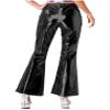 Freebily Women's Shiny Metallic Bell Bottom Pants Flare Disco Outfits 70s Pants Clubwear Costume Black Large view 2