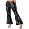 Freebily Women's Shiny Metallic Bell Bottom Pants Flare Disco Outfits 70s Pants Clubwear Costume Black Large view 3