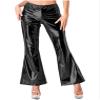 Freebily Women's Shiny Metallic Bell Bottom Pants Flare Disco Outfits 70s Pants Clubwear Costume Black Large view 4