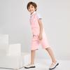 LOLANTA Summer Suits for Boys Toddlers 4Pcs Dress Shirt Vest Shorts Set Kids Wedding Ring Bearer Birthday Outfit(Pink,2) view 4
