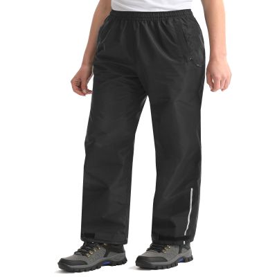 iCreek Women's Rain Pants Waterproof Rain Over Pants Hiking Pants Windproof Lightweight Outdoor for Golf, Fishing(Black, Small/27 Inseam)
