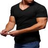 Mens Zip Pocket V Neck Muscle T-Shirt Casual Short Sleeve Slim Athletic T-Shirts Bodybuilding Zipper Tee Tops (US Size XS Asia S,Black) view 2