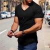 Mens Zip Pocket V Neck Muscle T-Shirt Casual Short Sleeve Slim Athletic T-Shirts Bodybuilding Zipper Tee Tops (US Size XS Asia S,Black) view 3