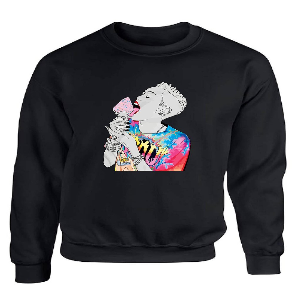 ALLNTRENDS Ice Cream Pop Artist Graphic Sweatshirt (3XL, Black)