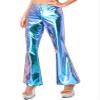 Freebily Women's Shiny Metallic Bell Bottom Pants Flare Disco Outfits 70s Pants Clubwear Costume Blue X-Large view 3