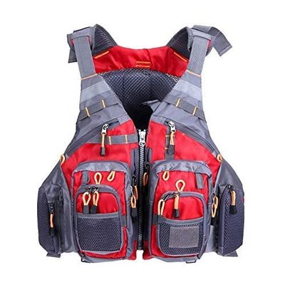 JKSPORTS Fly Fishing Vest, Fishing Safety Life Jacket for Swimming Sailing Boating Kayak Floating Multifunction Breathable Backpack for Men and Women Vest/Kayak (Peony,with Foam)
