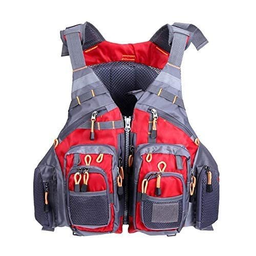 JKSPORTS Fly Fishing Vest, Fishing Safety Life Jacket for Swimming Sailing Boating Kayak Floating Multifunction Breathable Backpack for Men and Women Vest/Kayak (Peony,with Foam)
