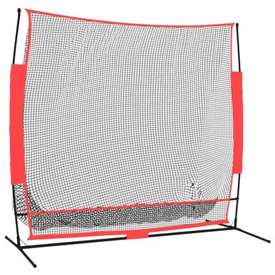 vidaXL Portable Baseball Net  Constructed from Durable Polyester and Sturdy Structure - Ideal for Backyard, Park, Basement and Field Use - Easy Assembly and Transportation  Black and Red