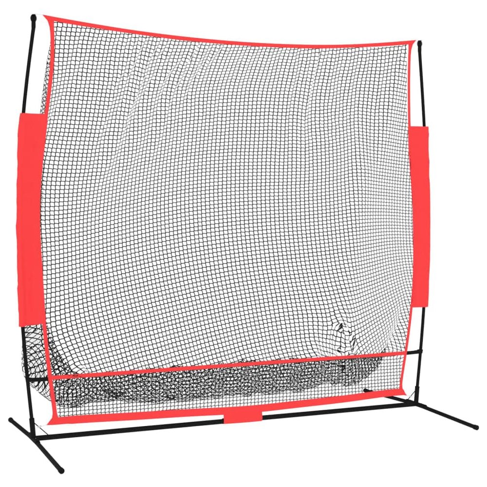 vidaXL Portable Baseball Net  Constructed from Durable Polyester and Sturdy Structure - Ideal for Backyard, Park, Basement and Field Use - Easy Assembly and Transportation  Black and Red