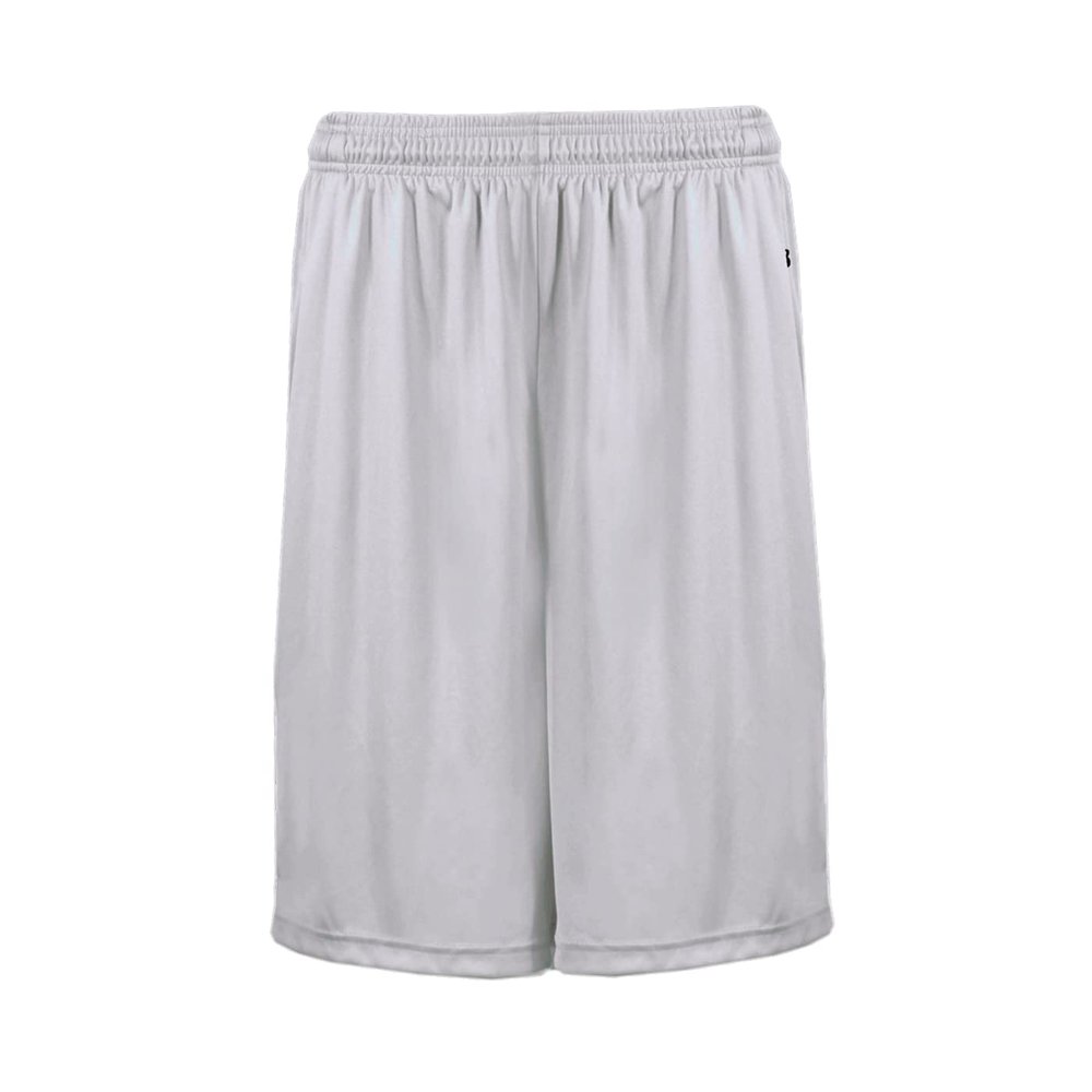 Badger Sport 7" Moisture Wicking Shorts with Pockets. Silver Adult Medium
