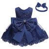 Baby Girl Baptism Christening Gown Dresses Toddler Wedding Bridesmaid Clothes Lace Tutu Dress (Navy Blue,12M) view 1