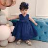 Baby Girl Baptism Christening Gown Dresses Toddler Wedding Bridesmaid Clothes Lace Tutu Dress (Navy Blue,12M) view 2