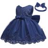 Baby Girl Baptism Christening Gown Dresses Toddler Wedding Bridesmaid Clothes Lace Tutu Dress (Navy Blue,12M) view 3