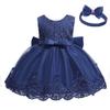 Baby Girl Baptism Christening Gown Dresses Toddler Wedding Bridesmaid Clothes Lace Tutu Dress (Navy Blue,12M) view 4
