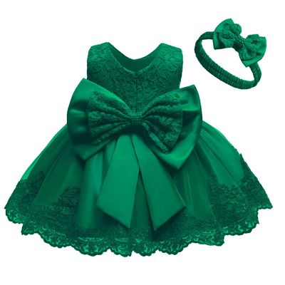 Baby Girl Baptism Christening Gown Dresses Toddler Wedding Bridesmaid Clothes Lace Tutu Dress (Green,100)