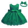 Baby Girl Baptism Christening Gown Dresses Toddler Wedding Bridesmaid Clothes Lace Tutu Dress (Green,100) view 3