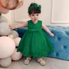 Baby Girl Baptism Christening Gown Dresses Toddler Wedding Bridesmaid Clothes Lace Tutu Dress (Green,100) view 4