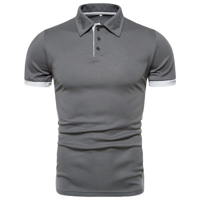JEsilunmaMY Men's Business Button Polo Shirt Short Sleeve Slim Fit Jersey Golf Shirt Solid Color Summer Casual Henley Shirts (US Size L Asia XL,Grey)