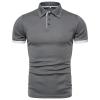 JEsilunmaMY Men's Business Button Polo Shirt Short Sleeve Slim Fit Jersey Golf Shirt Solid Color Summer Casual Henley Shirts (US Size L Asia XL,Grey) view 1