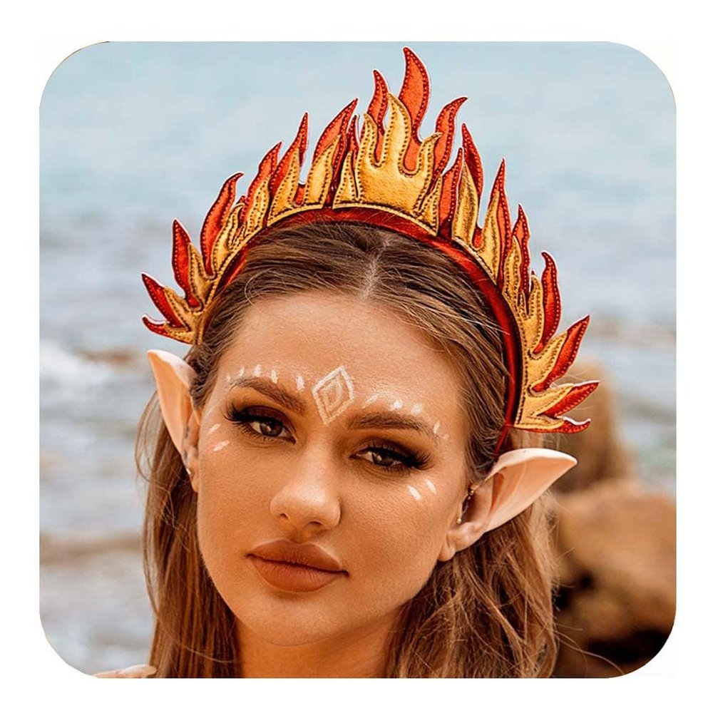 BARTOSI Flame Headband Fire Headpiece Halloween Costume Headwear Hair Accessories for Women and Girls